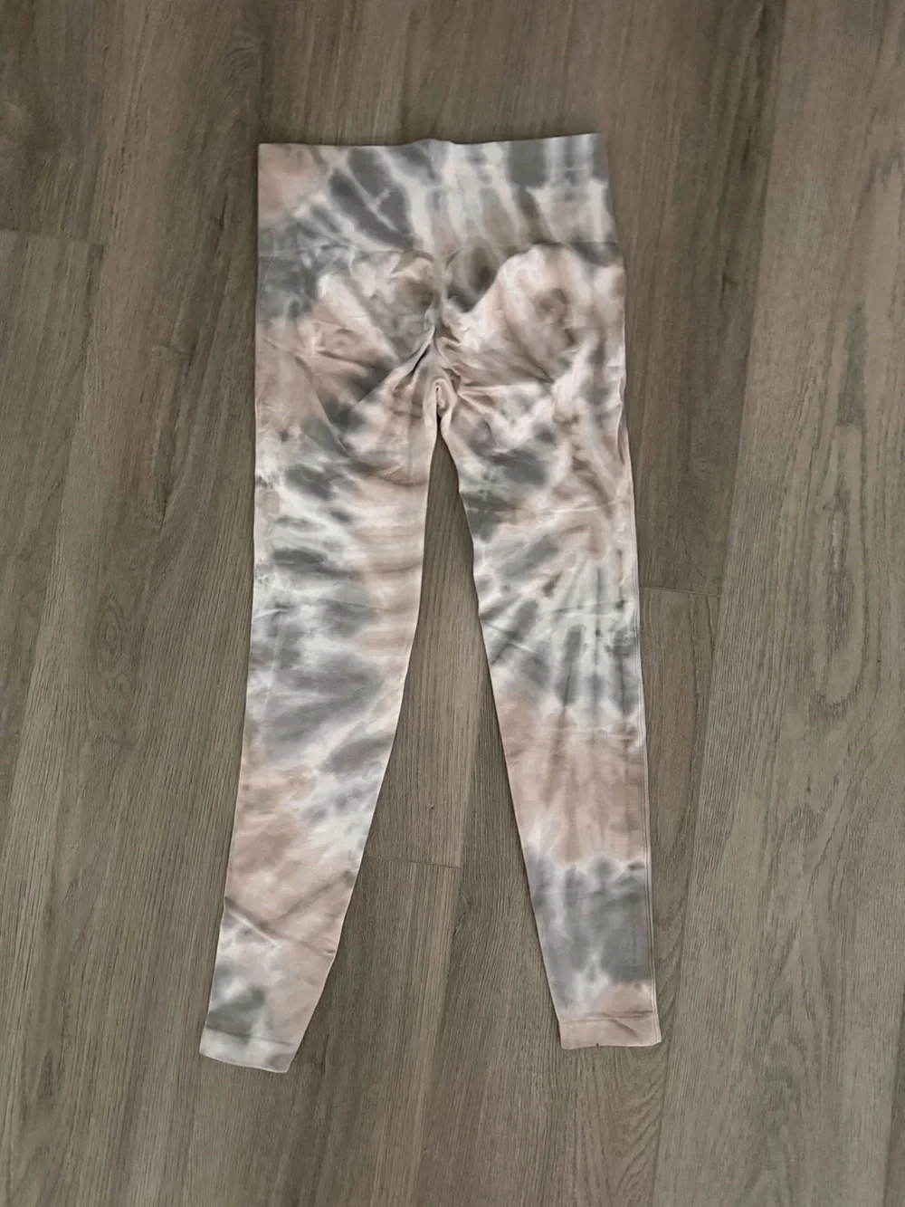 Tie-Dye High-Waist Scrunch Leggings - Beige & Gray